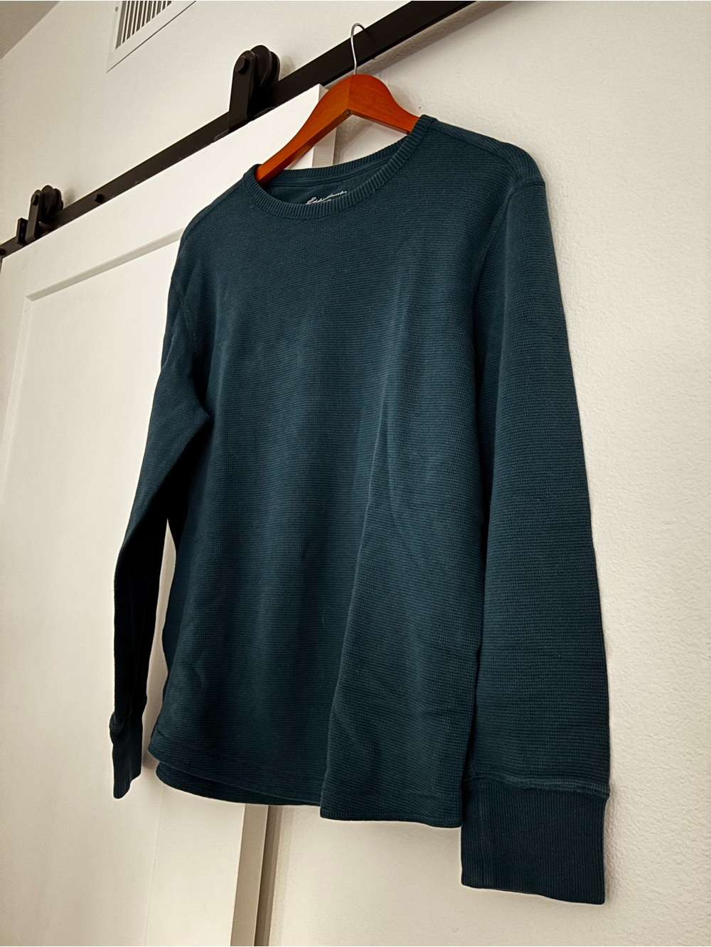 Eddie Bauer Thermal Waffle-Knit Men's Crewneck Long-Sleeve Shirt - Teal